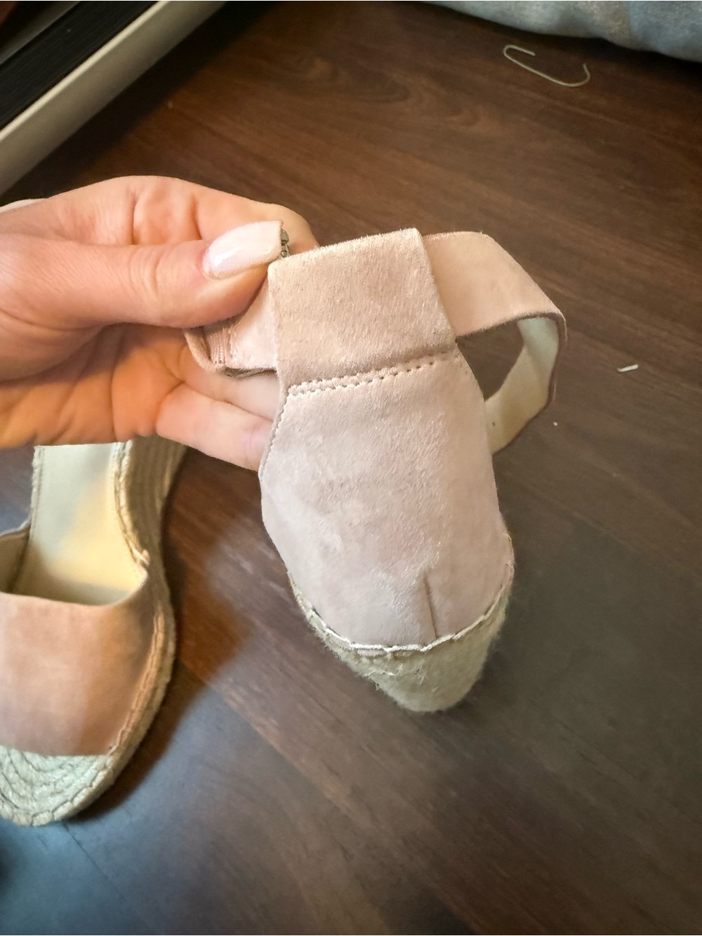 Vince Camuto Blush Suede Espadrille Wedge Sandals - Picture 11 of 13